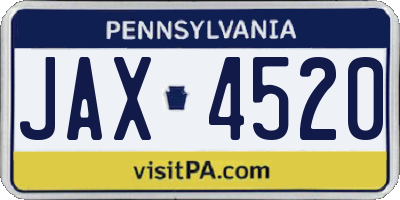 PA license plate JAX4520