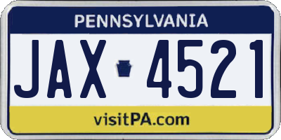 PA license plate JAX4521