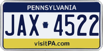 PA license plate JAX4522