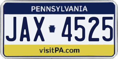 PA license plate JAX4525