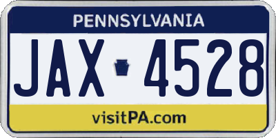 PA license plate JAX4528