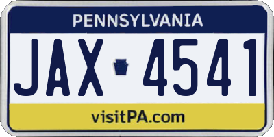 PA license plate JAX4541