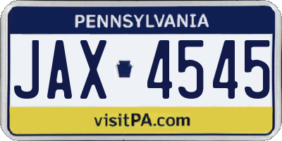 PA license plate JAX4545