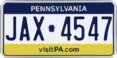 PA license plate JAX4547