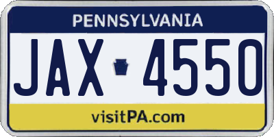 PA license plate JAX4550