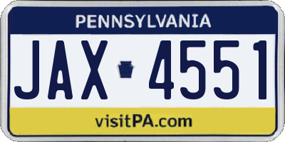 PA license plate JAX4551