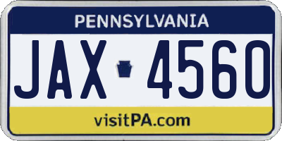 PA license plate JAX4560