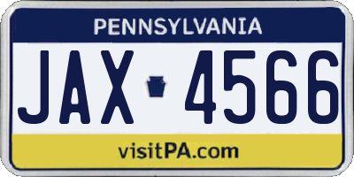 PA license plate JAX4566