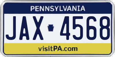 PA license plate JAX4568