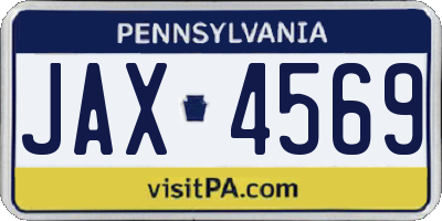 PA license plate JAX4569