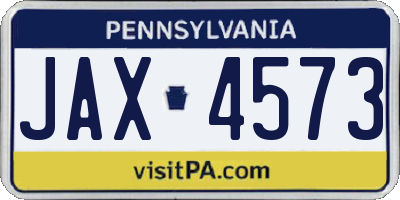 PA license plate JAX4573