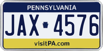 PA license plate JAX4576