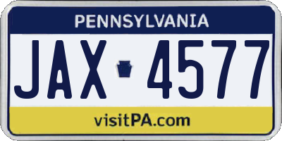 PA license plate JAX4577