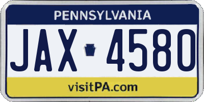 PA license plate JAX4580