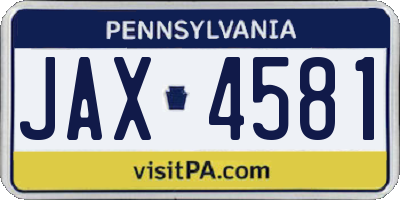 PA license plate JAX4581