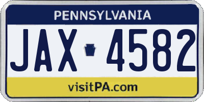 PA license plate JAX4582