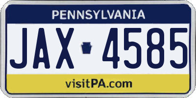 PA license plate JAX4585