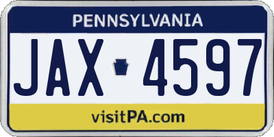 PA license plate JAX4597