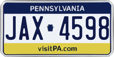 PA license plate JAX4598
