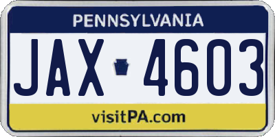 PA license plate JAX4603