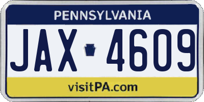 PA license plate JAX4609