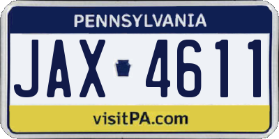 PA license plate JAX4611