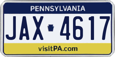 PA license plate JAX4617