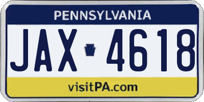 PA license plate JAX4618