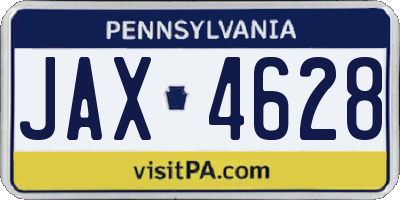 PA license plate JAX4628