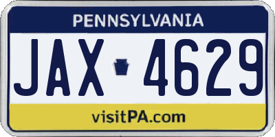PA license plate JAX4629