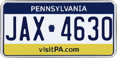 PA license plate JAX4630