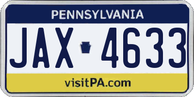 PA license plate JAX4633