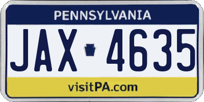 PA license plate JAX4635