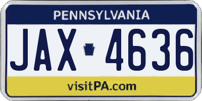 PA license plate JAX4636