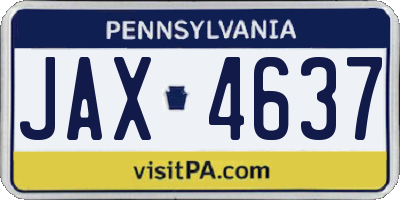 PA license plate JAX4637