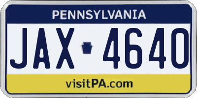 PA license plate JAX4640