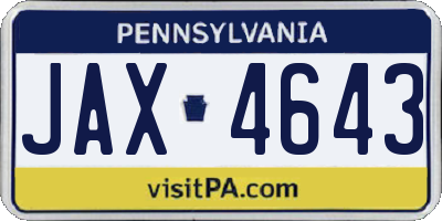 PA license plate JAX4643