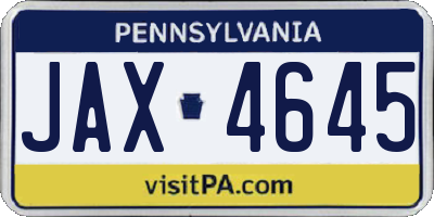 PA license plate JAX4645