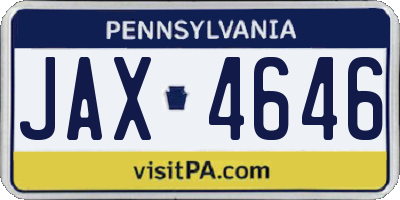 PA license plate JAX4646