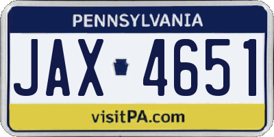 PA license plate JAX4651
