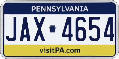 PA license plate JAX4654