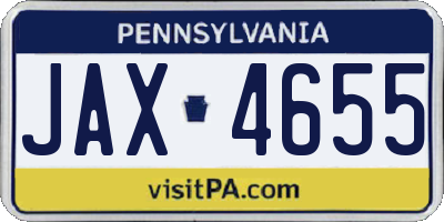 PA license plate JAX4655
