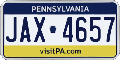 PA license plate JAX4657