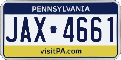 PA license plate JAX4661