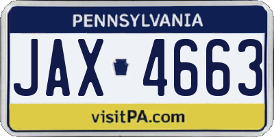 PA license plate JAX4663