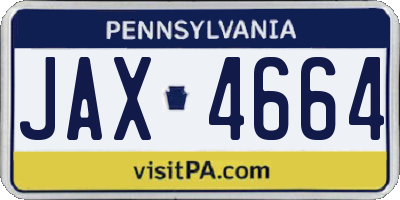 PA license plate JAX4664