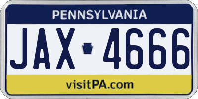 PA license plate JAX4666