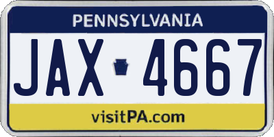 PA license plate JAX4667