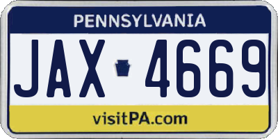 PA license plate JAX4669