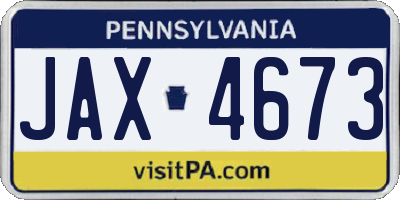 PA license plate JAX4673